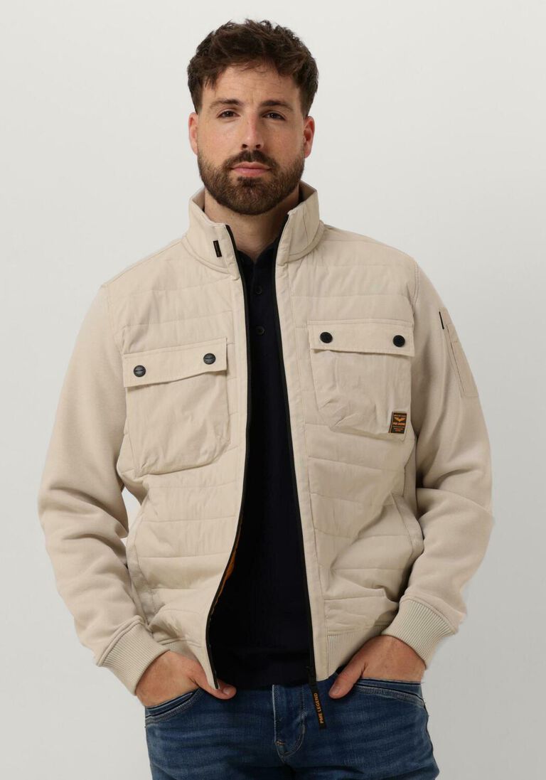 PME LEGEND beige pme legend jack zip jacket sweat mixed padded