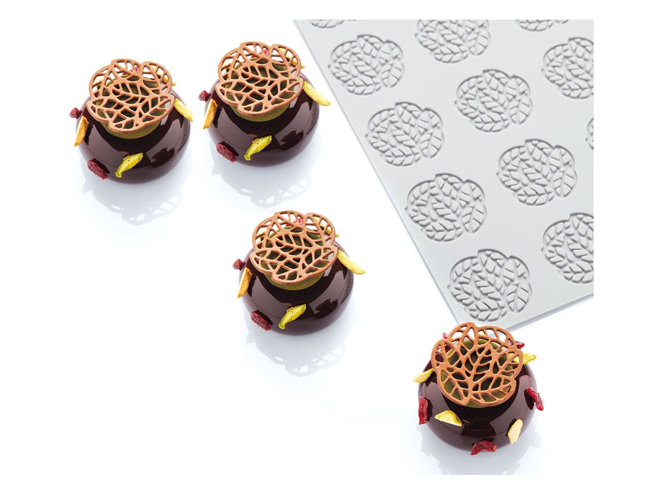 Moule silicone Pavodécor - Décor petites feuilles - 15 empreintes - Pavoni