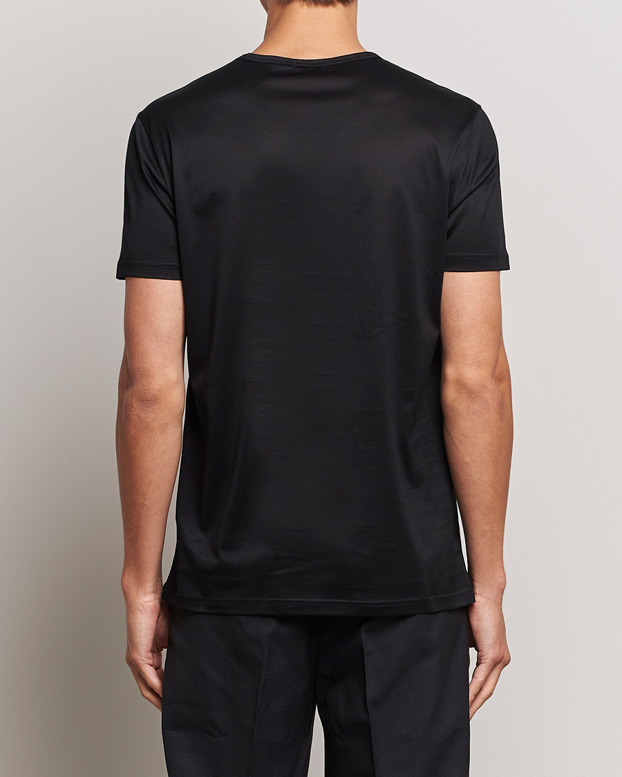 Zegna Filoscozia Pure Cotton Round Neck T-Shirt Black