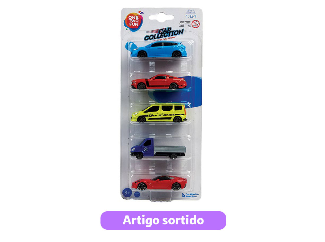 VEÍCULOS MINIATURA ONE TWO FUN CONJUNTO DE 5 UNIDADES MODELOS SORTIDOS