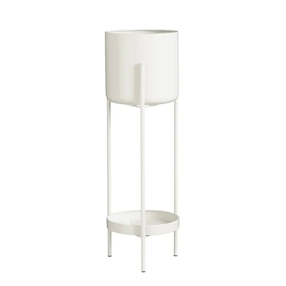 Mica Decorations Colyn Bloempot - H60 x Ø19 cm - IJzer - Wit