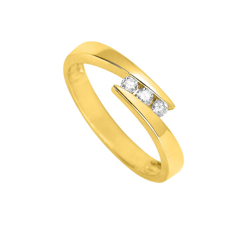 Bague Femme - Or 18 Carats - Diamant 0,12 Carats