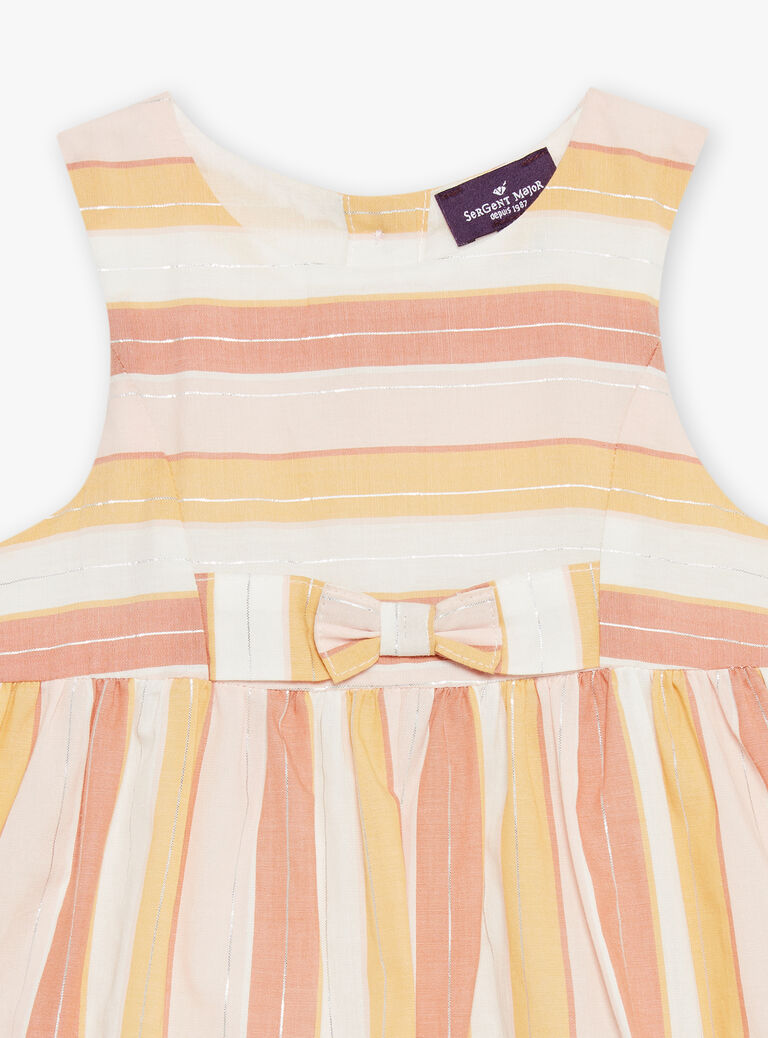 Robe et culotte écrues à imprimé à rayures