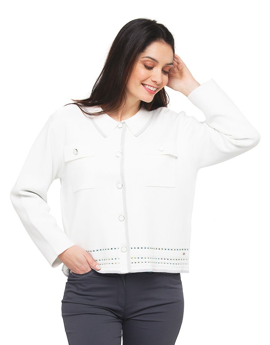 Gilet col chemisier écru