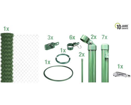 4-hoeks gaasset ALBERTS, maaswijdte 60 mm, voor inbedding in beton, 15 x 0,8 m, groen