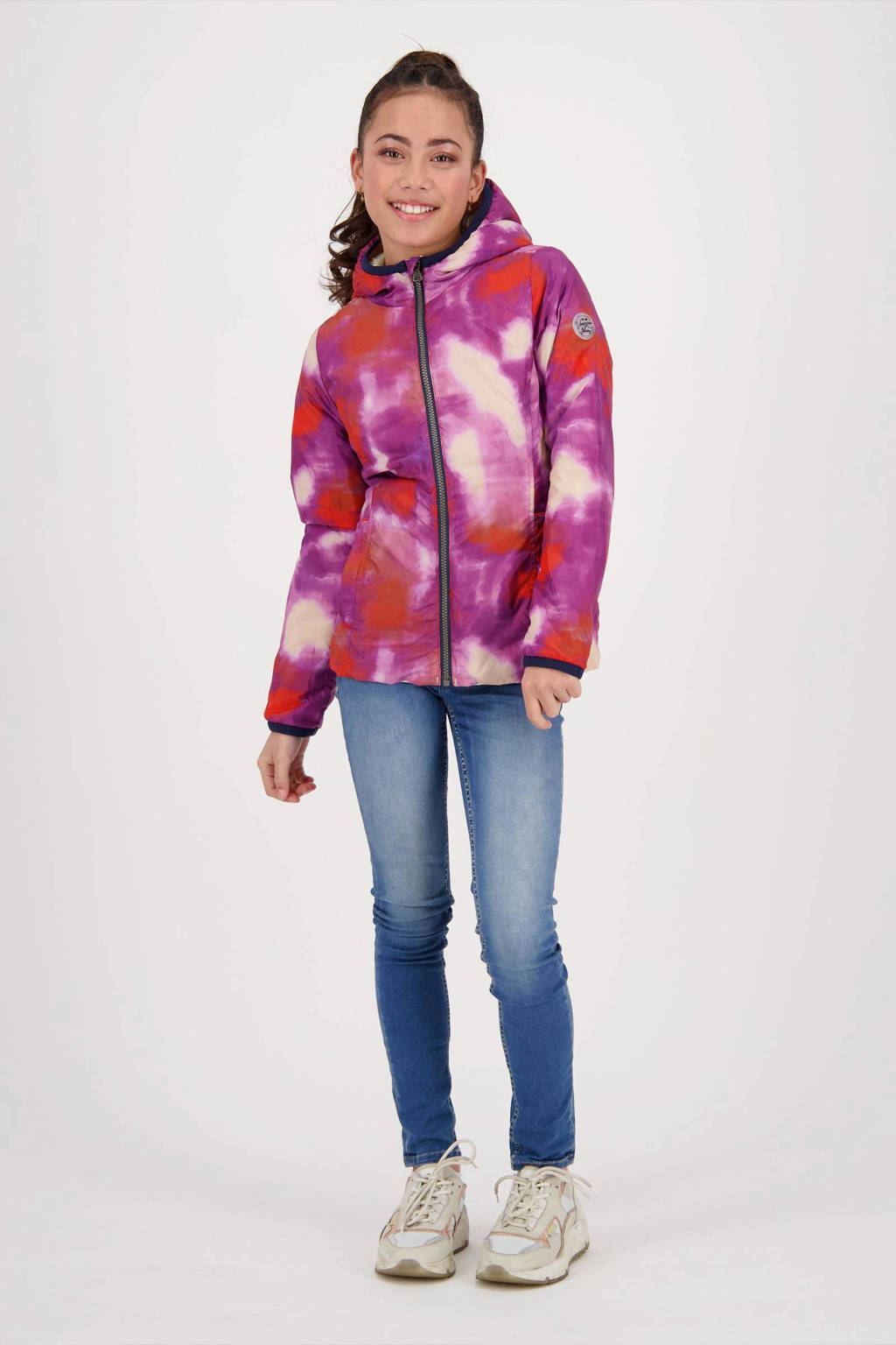 Vingino reversible zomerjas Tijnja met all over print beige/paars