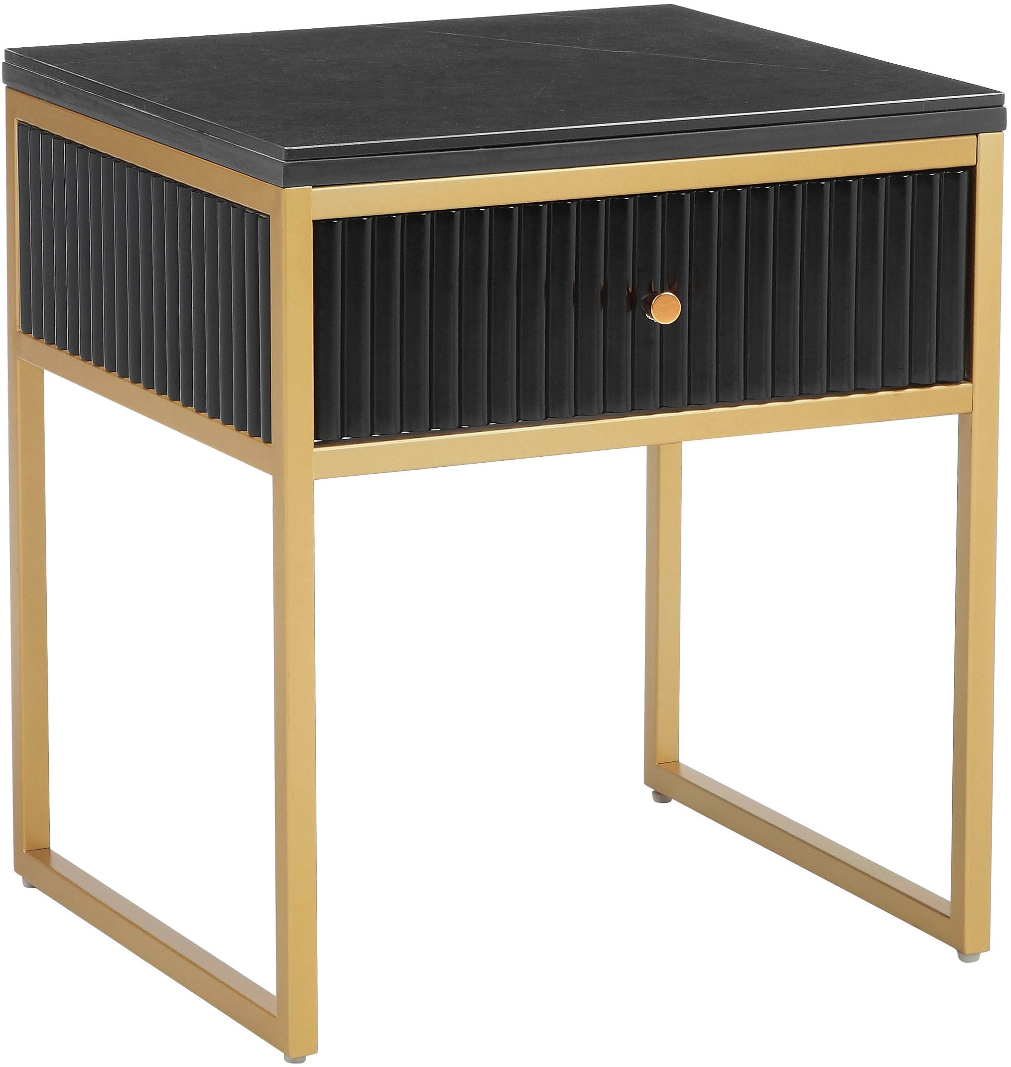 Leonique Beistelltisch »Fleuriss« Keramikplatte, goldene Beine, FSC-zertifiziertes Holz, Breite 50 cm