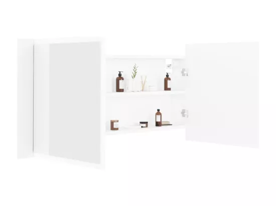 Armoire salle de bain à miroir LED Blanc 100x12x45 cm Acrylique