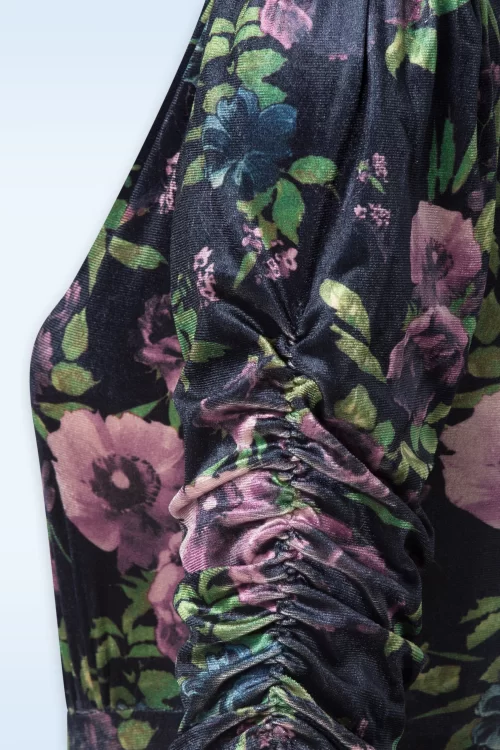 Vixen Vienna Velvet Floral jumpsuit in blauw