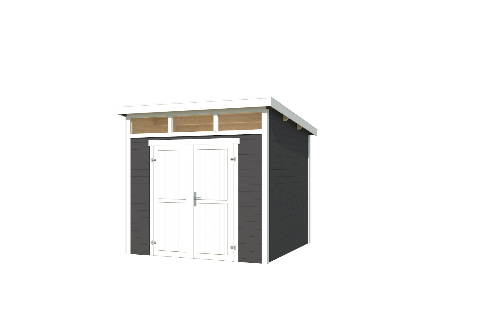 Gartenhaus KIBO 3 - carbongrau - Fichte massiv - 250x250 cm