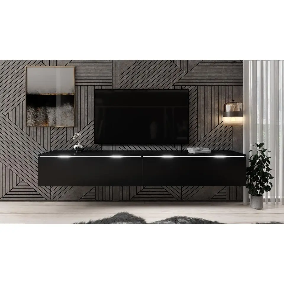 Meubella - TV-Meubel Dixon - Mat Zwart - 180 cm