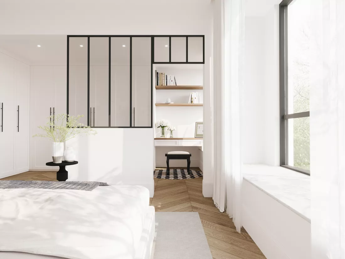 Verrière atelier avec imposte en aluminium thermolaqué - L120 x H130 + L73 x H40 cm - Noir - BAYVIEW