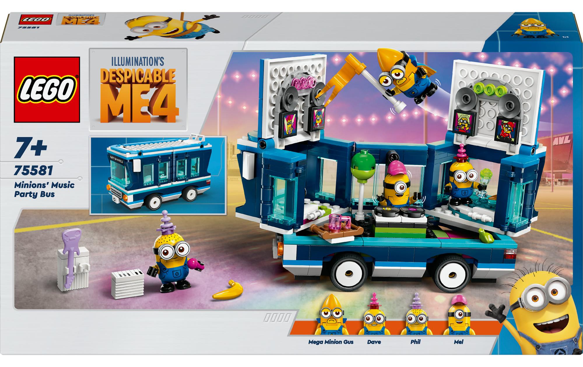 Despicable Me 4 Minions und der Party Bus 75581Vielseitiger Spielzeug-Bus mit Minions