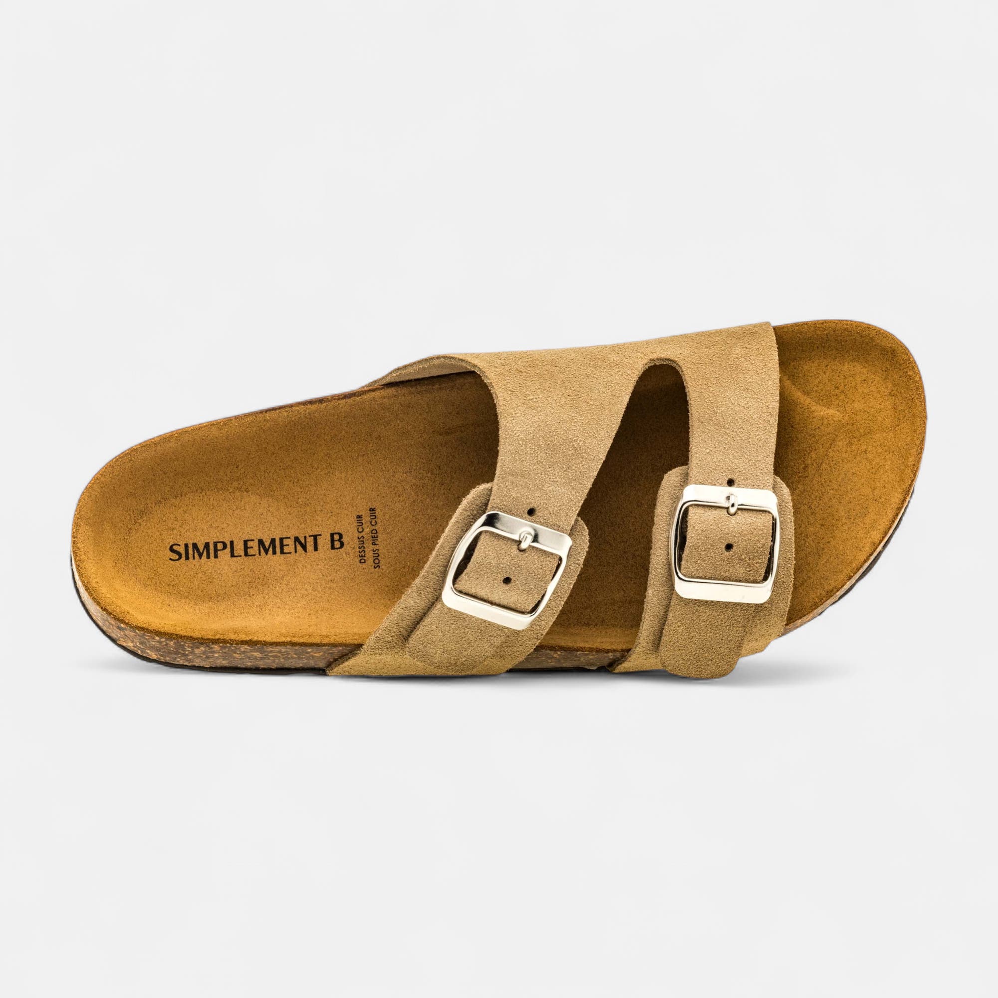 Mules semelle liège Femme en cuir beige