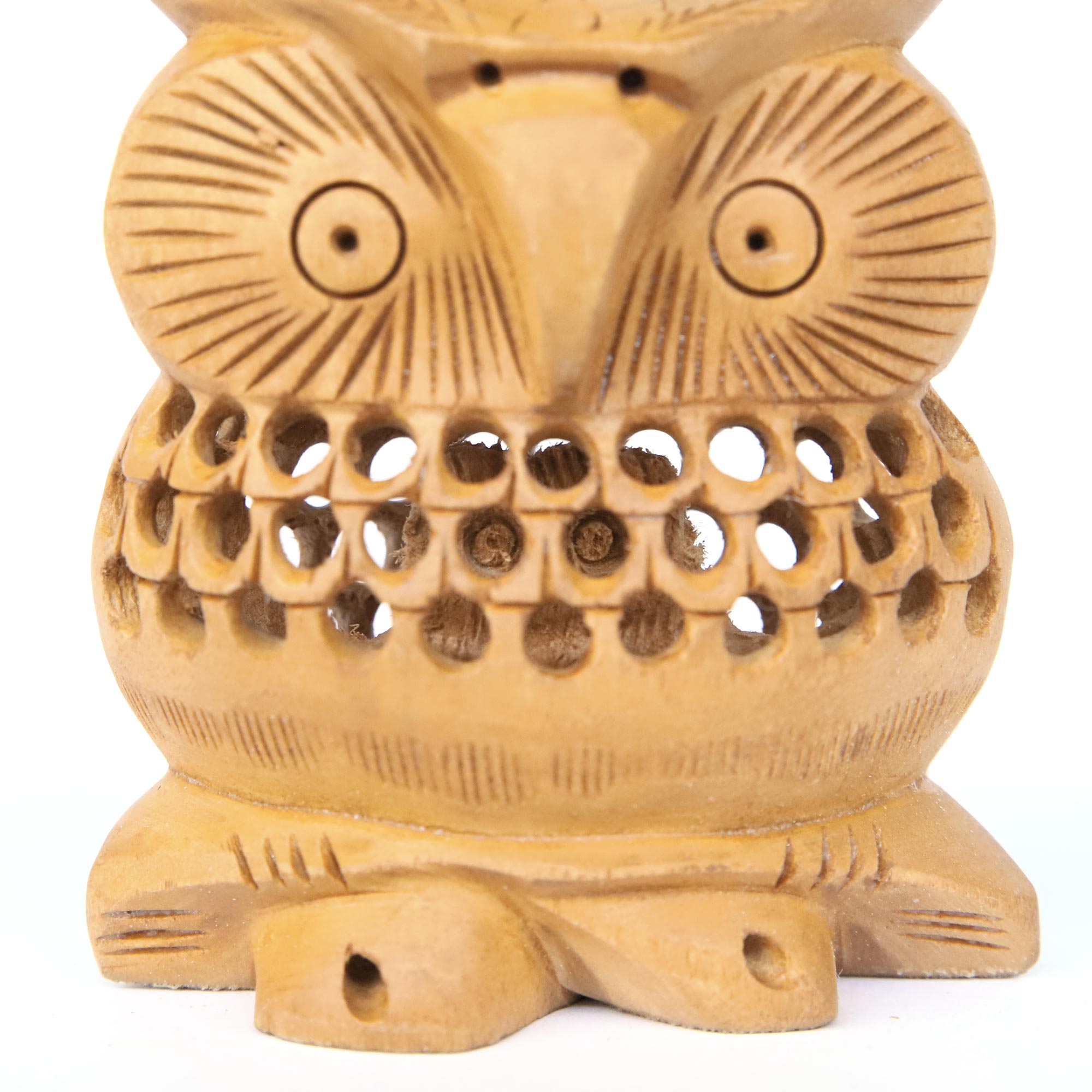 Eule in Eule aus Holz, H 8 cm, B 7 cm, T 4 cm von fischer's lagerhaus