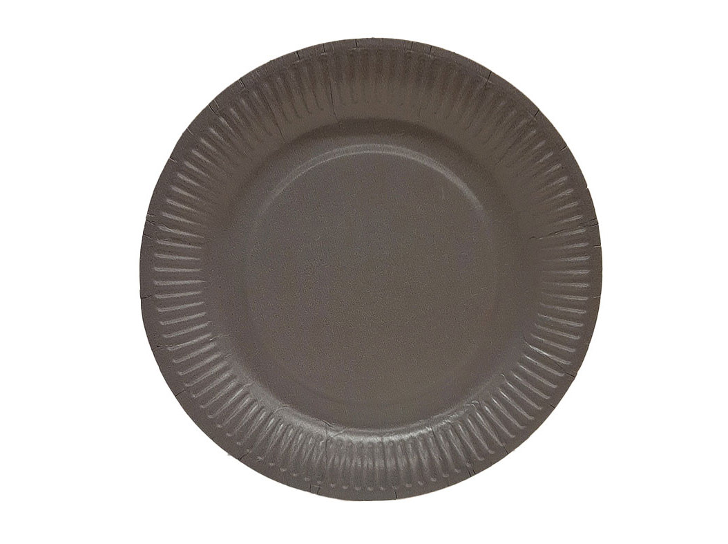 PRATO DE CARTÃO ACTUEL CINZENTO 18CM 10 UNIDADES