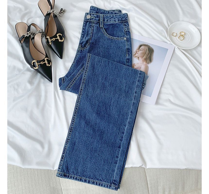 DREE - High Waist Washed Wide Leg Jeans