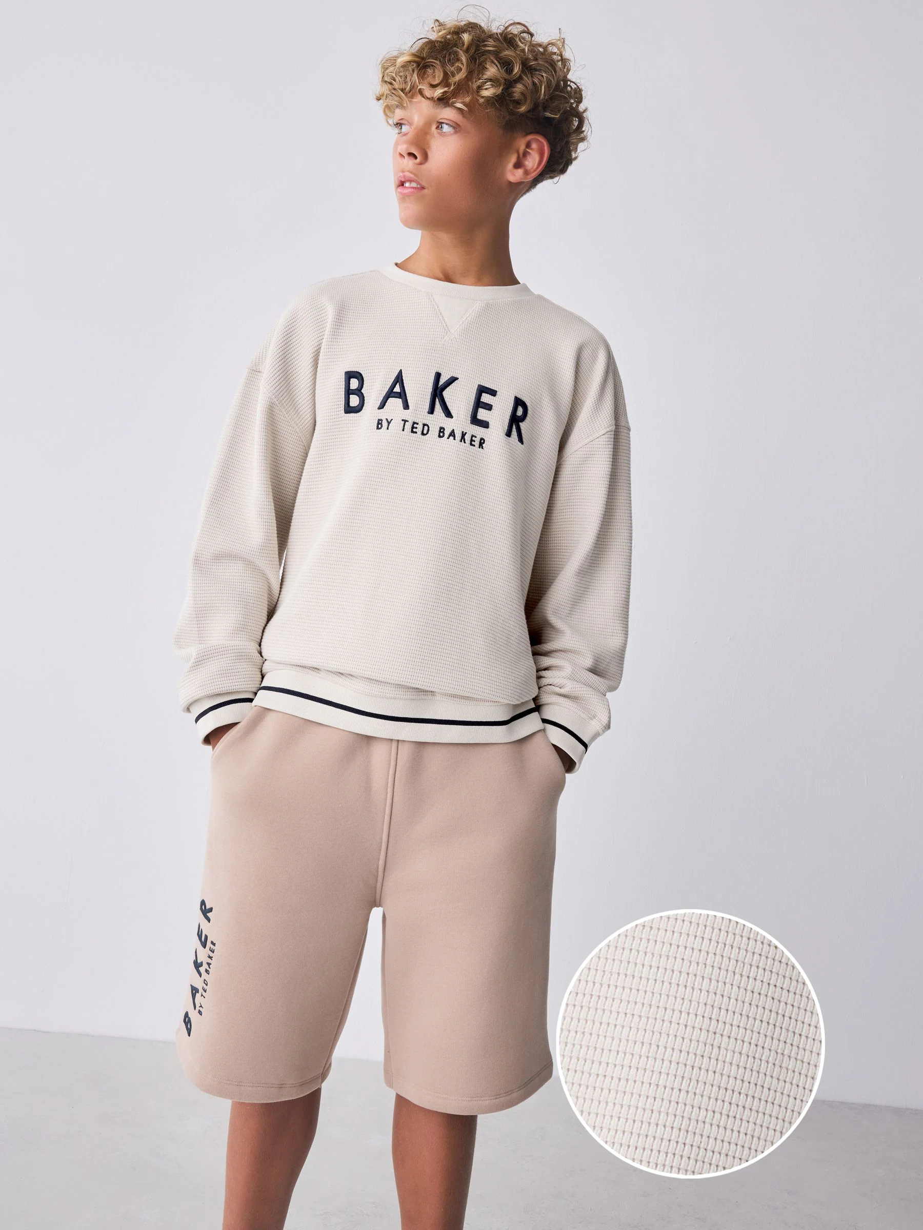 Pastelgeel - Baker by Ted Baker Textured Sweatshirt and Short Set