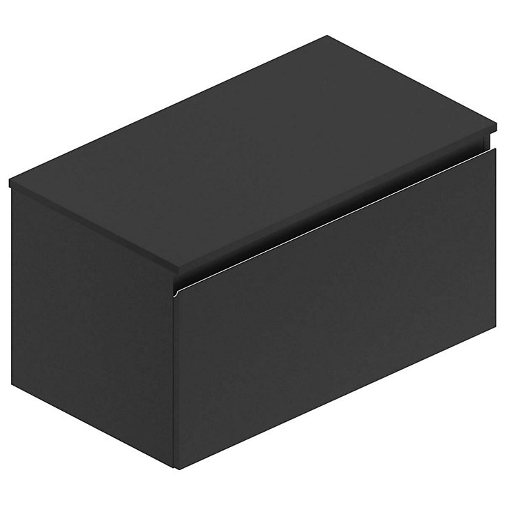 Meuble sous vasque à suspendre Pura noir mat 90 cm + Plan de toilette