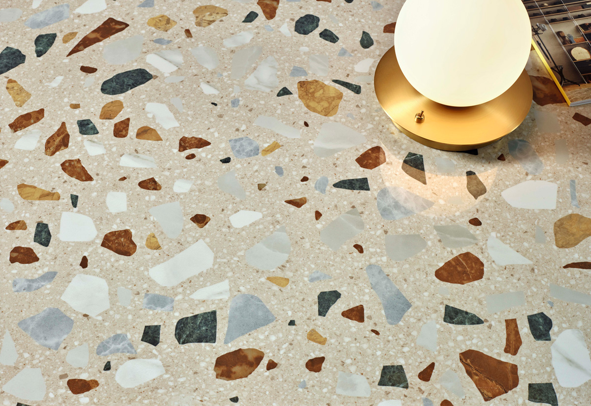 Jabo Crisp XL Beige terrazzo vloertegel 60x60cm gerectificeerd
