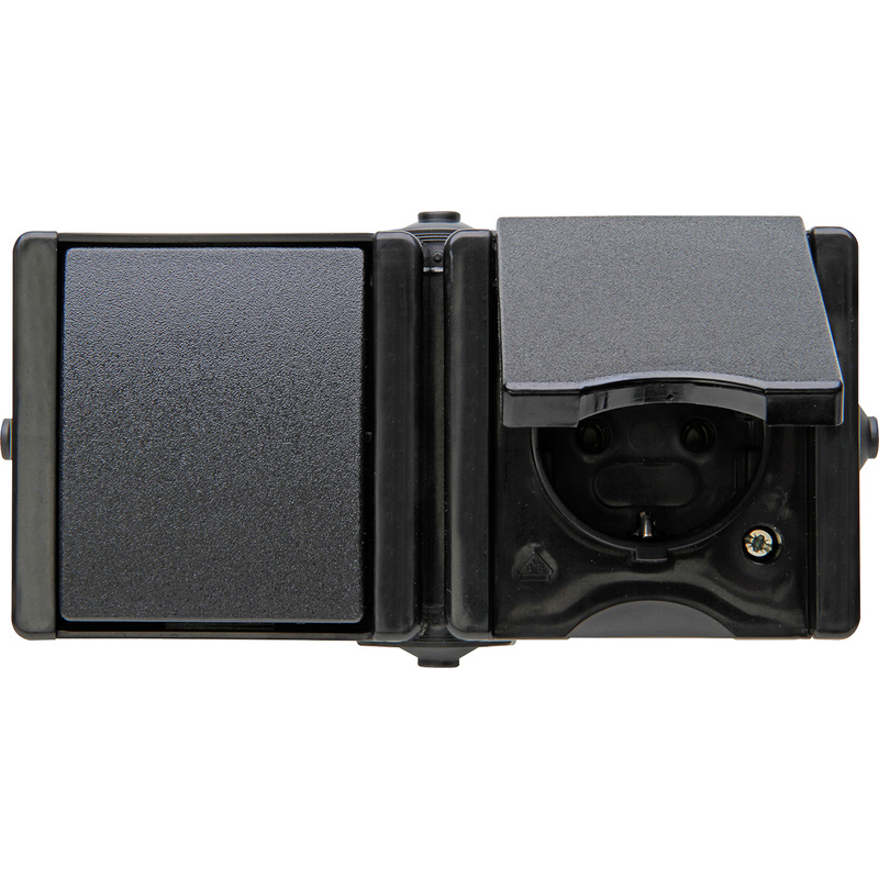 Kopp ProAQA combinatie WCD/wissel RA opbouw spatwaterdicht Zwart IP44 horizontaal