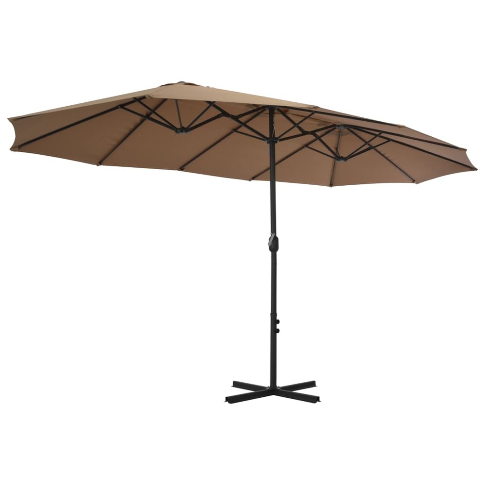 Parasol d'e x térieur et poteau en aluminium 460 x 270 cm taupe