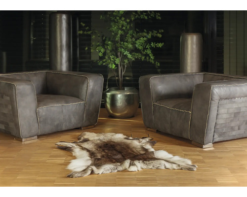 Rendierhuid, wit/bruin, 100x140 cm