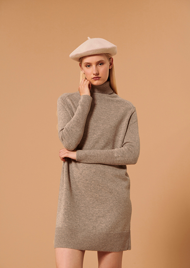 Robe Raliabeige en laine merinos et alpaga