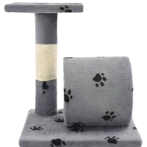 Arranhador cinza para gatos com estampa de sisal