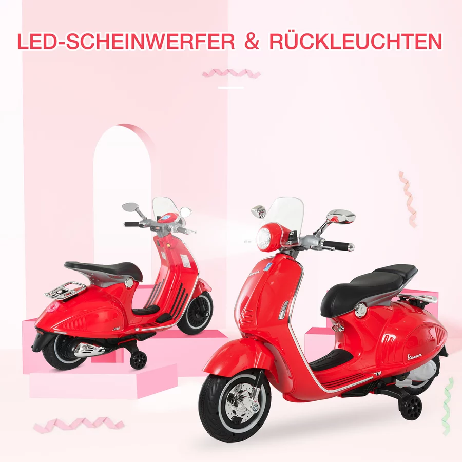 HOMCOM Elektrisches Kindermotorrad als Vespa rot