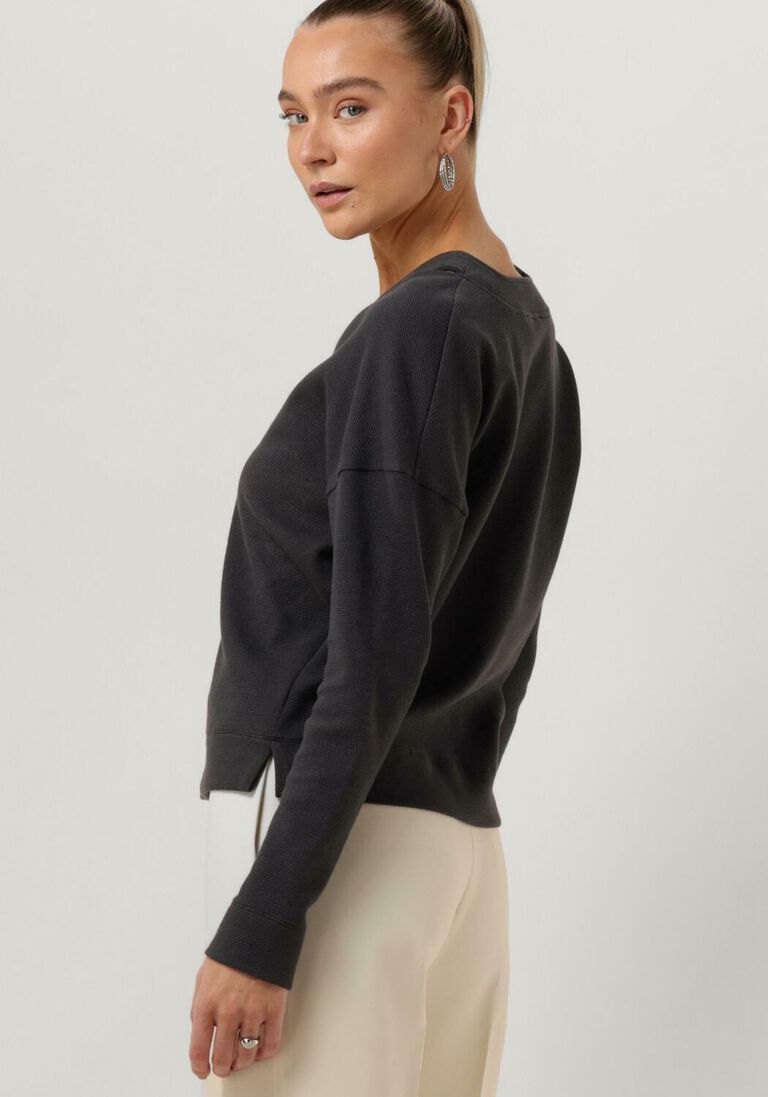 VANILIA grijze vanilia top v-neck cutout texture top