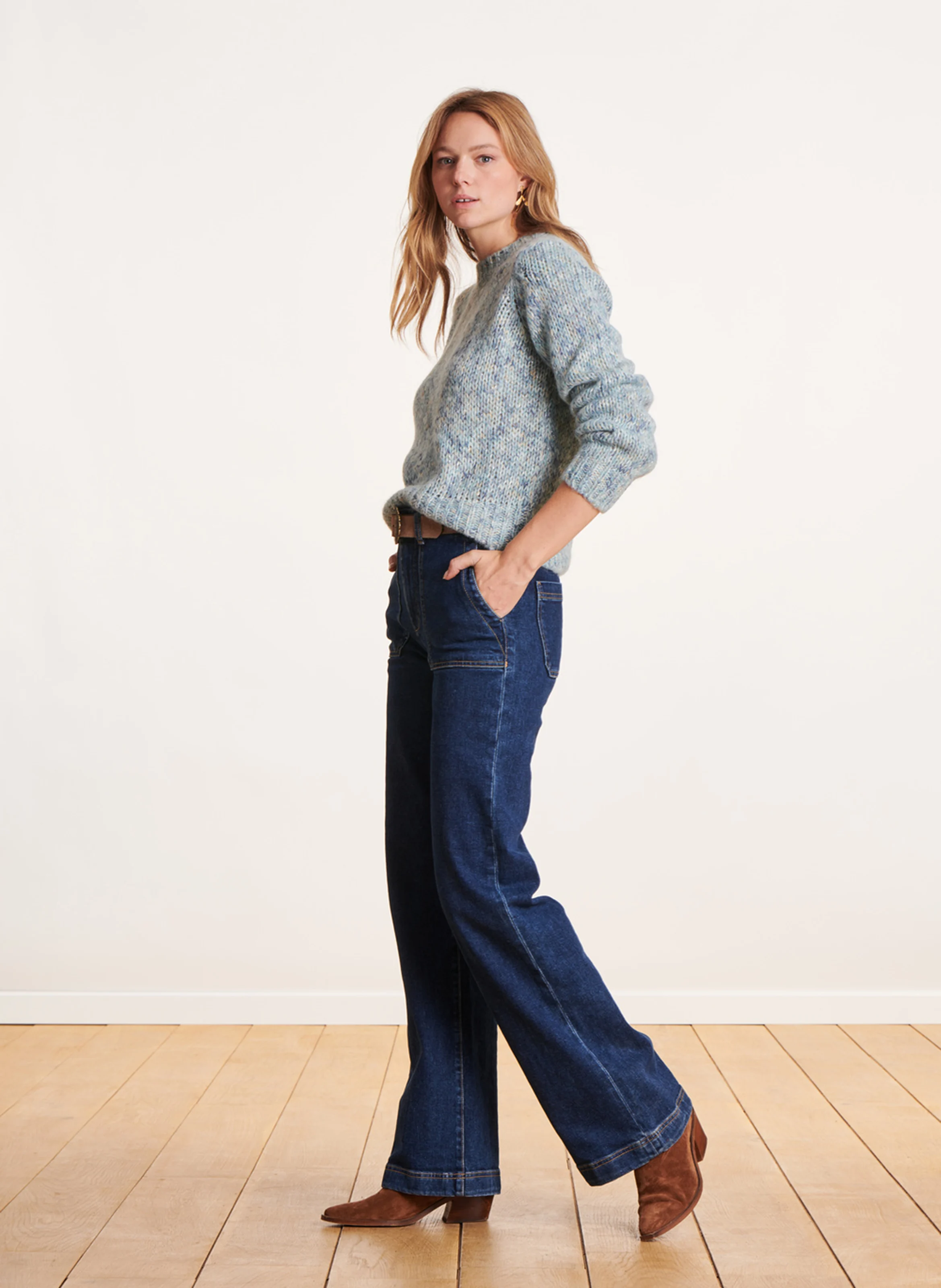 Pull col rond | Bleu