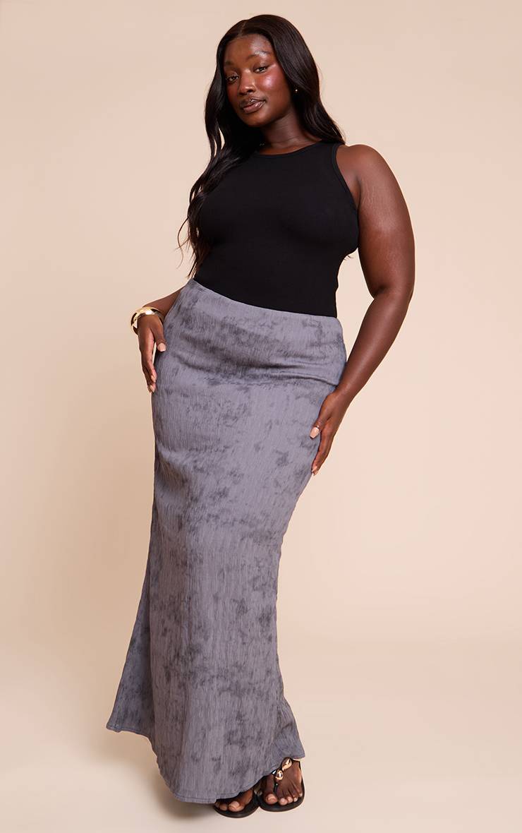 Charbon Jupe Longue Imprimée Texturée Grande Taille