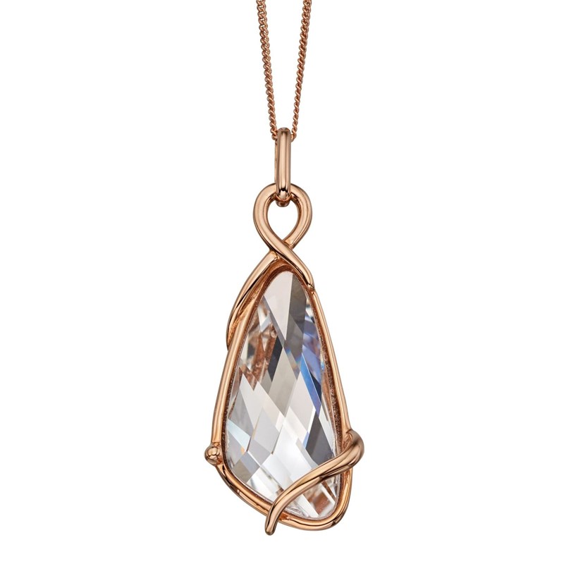 Collier cristal plaqué or rose en argent 925/1000