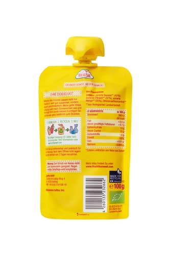 FruchtBar BIO Fruchtpüree Mango, Pfirsich, Banane