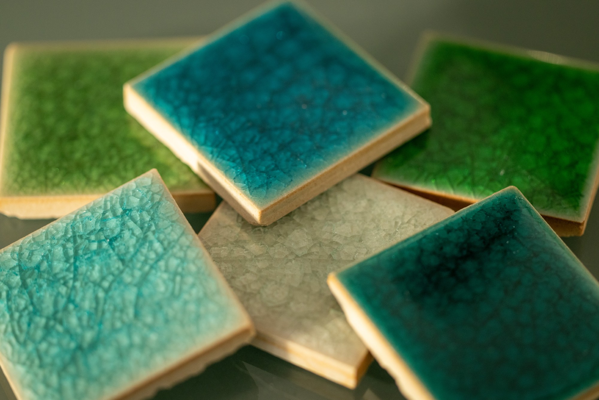 Fliese 'Craquele' pastellgrün, L 5 cm, B 5 cm von fischer's lagerhaus