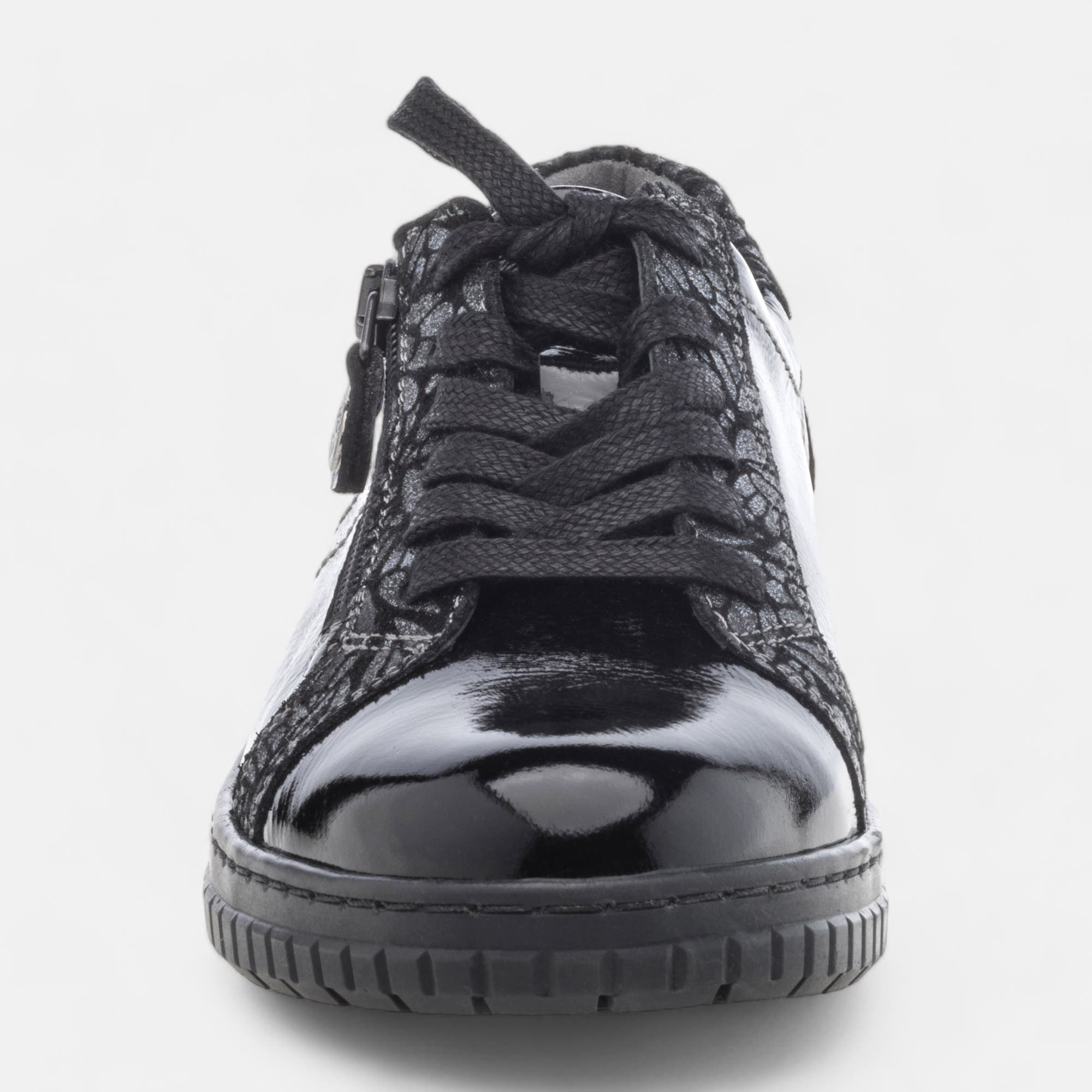 Derbies pieds sensibles Femme en cuir noir vernis