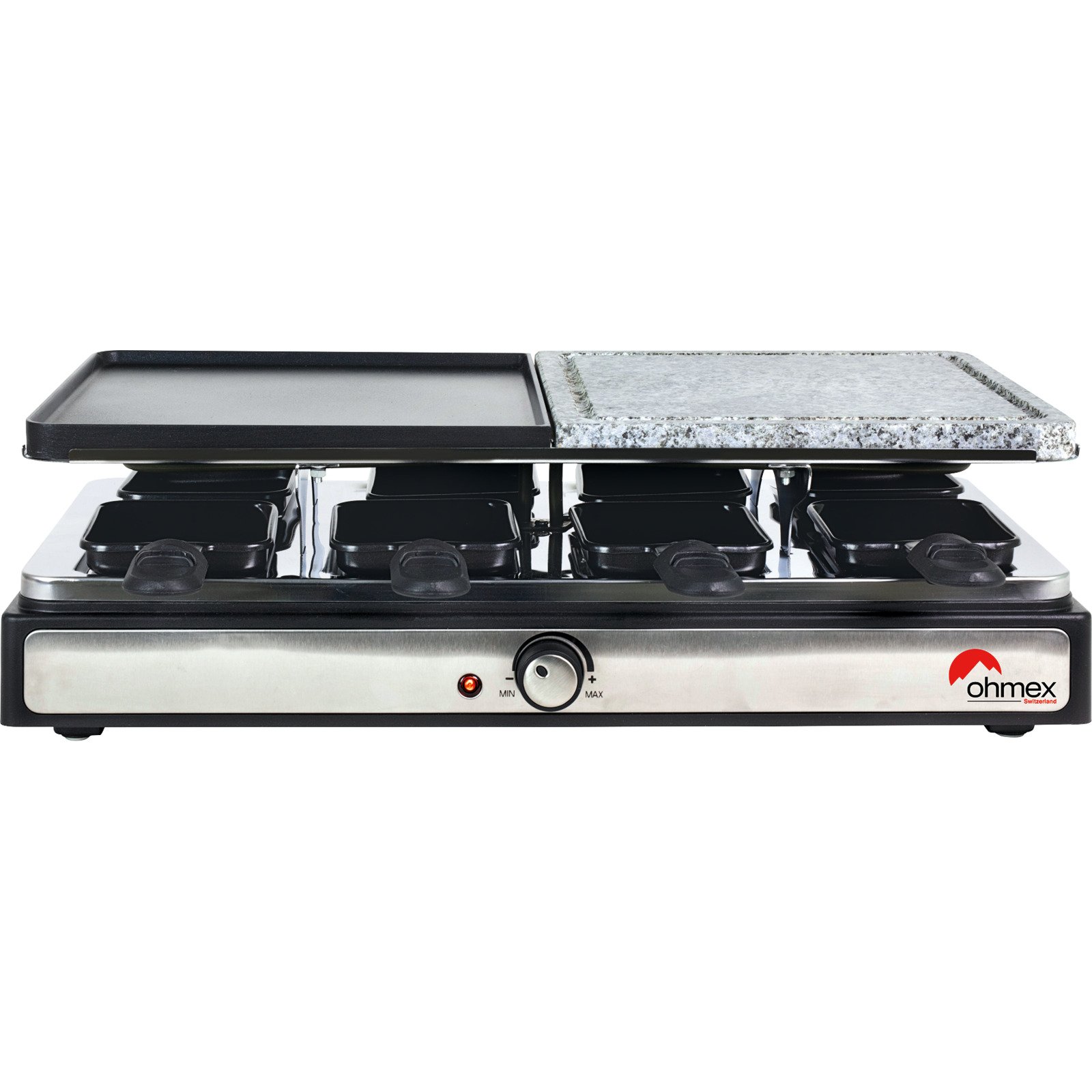 Ohmex Raclettegrill mit Steinplatte 4-in-1