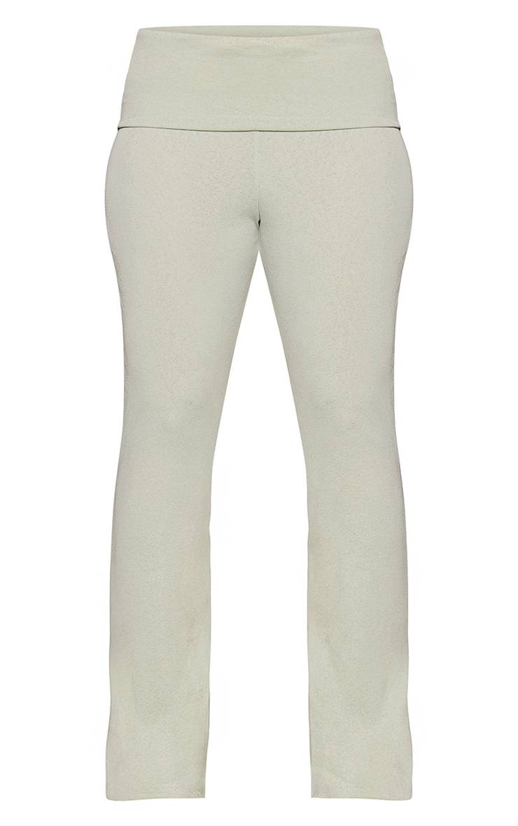 Vert Sauge Pantalon Droit À Taille Repliée En Maille Onion Skin Shape