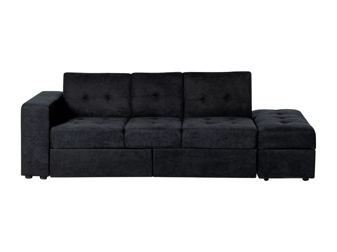 Canapé-lit modulable avec pouf noir FALSTER