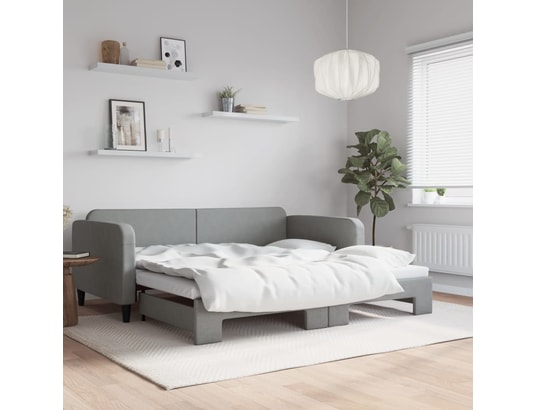 VIDAXL - Lit de jour avec lit gigogne gris clair 100x200 cm tissu