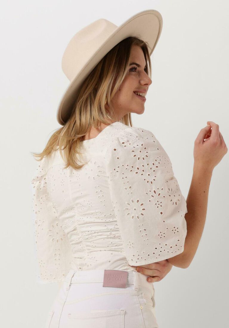 SCOTCH & SODA witte scotch & soda top ruched front flutter sleeve top