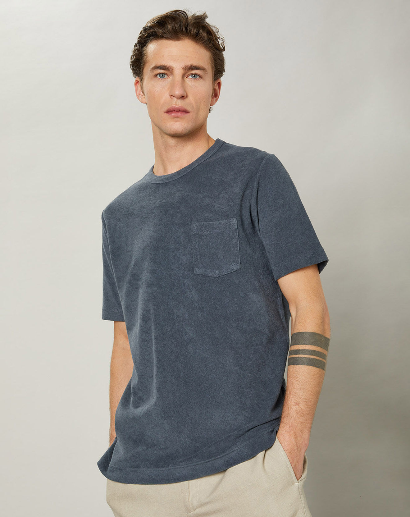 Hartford T-Shirt en éponge Pocket Crew tonnerre