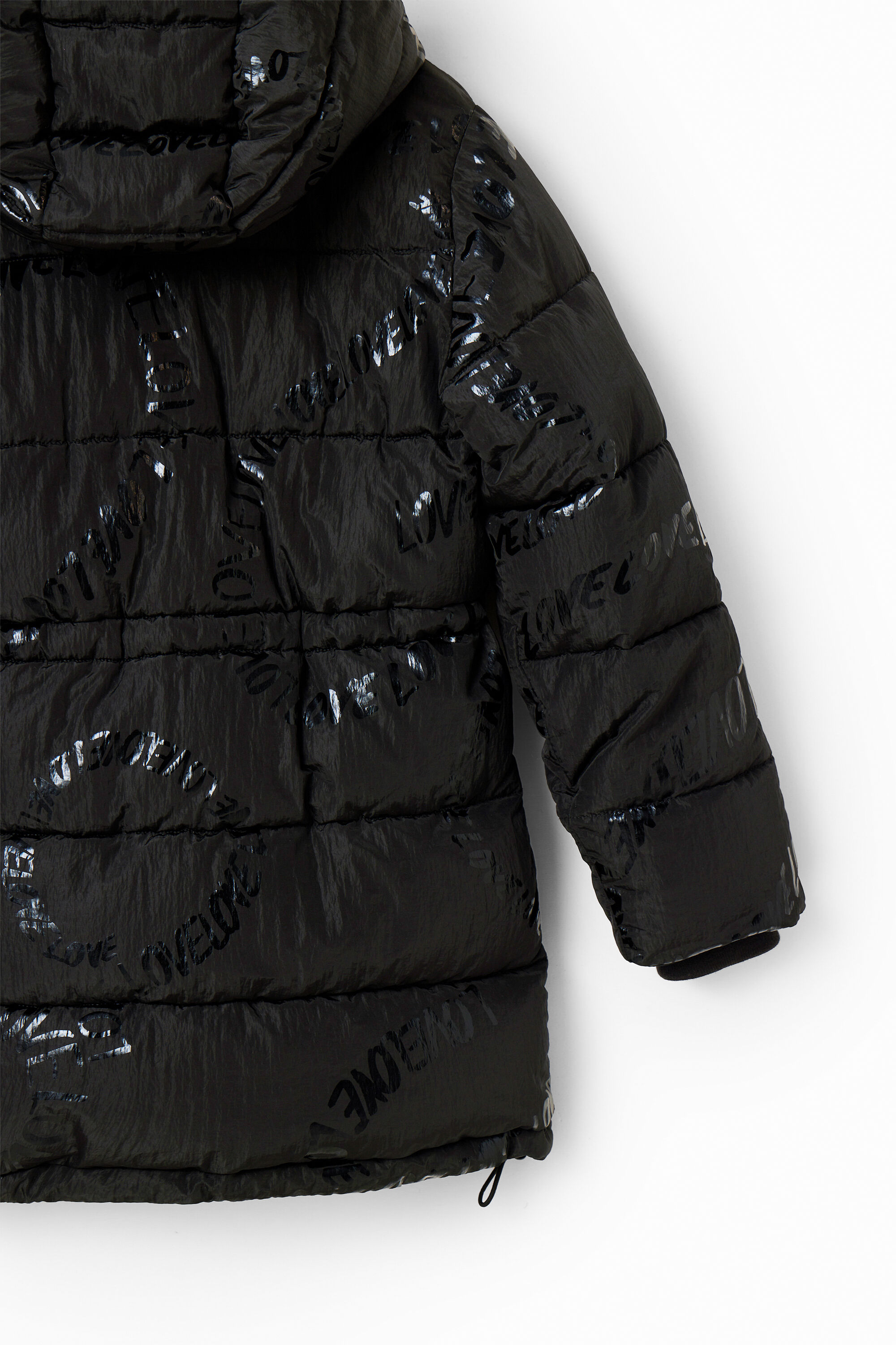 Manteau long matelassé texte