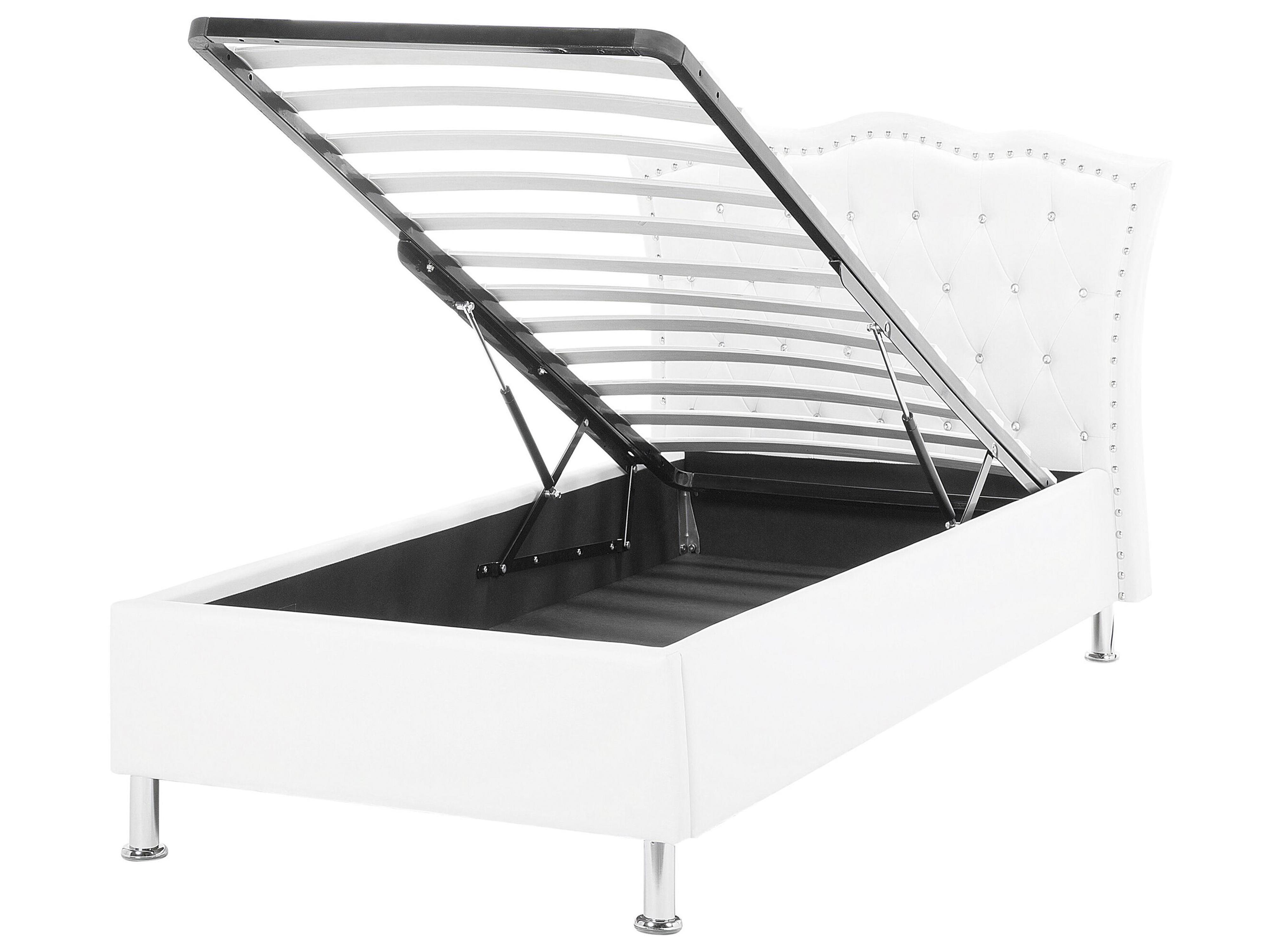 Bed met opbergruimte Kunstleer METZ 90 x 200 cm Wit