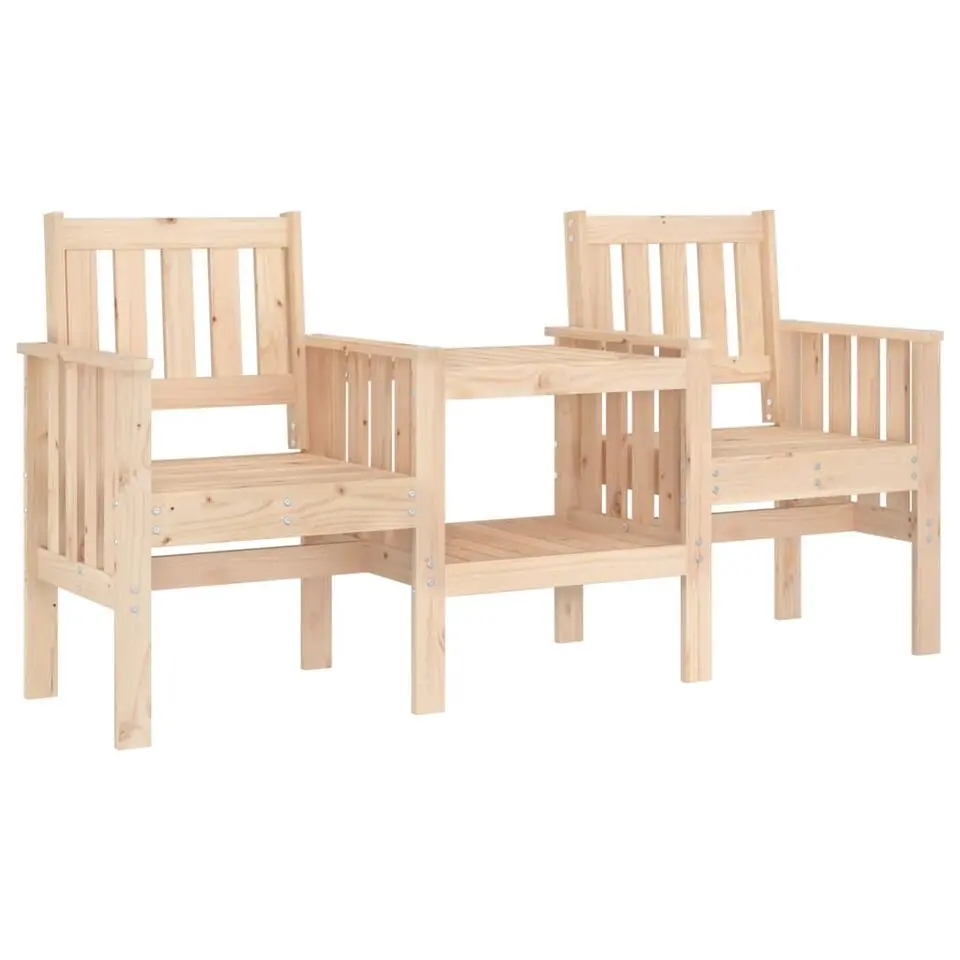 vidaXL - Tuinbank 2-zits - Bruin - Grenenhout - Met tafel