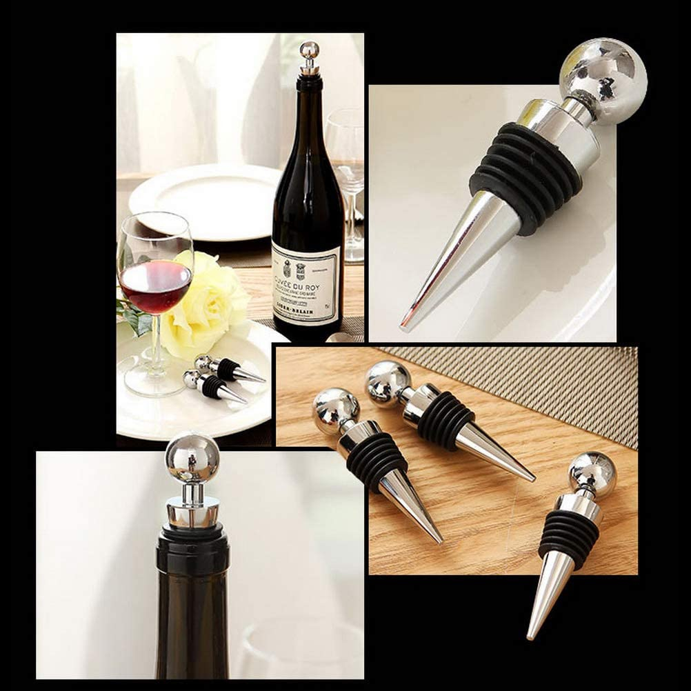 (3er Set) Wein Flaschenverschluss Stopper - Silber / Schwarz