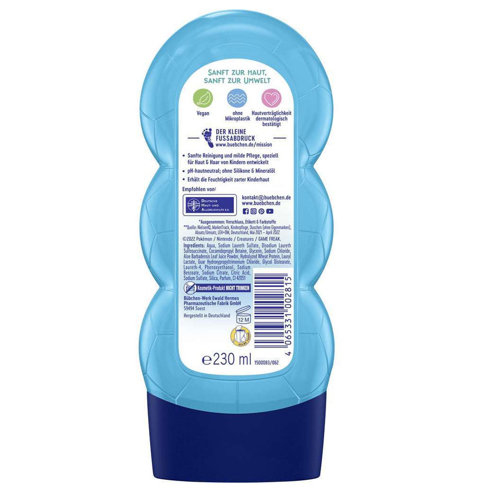 (230ml) 2in1 Kinder Shampoo und Duschgel pH-Hautneutral (2415) - Pokémon Schiggi