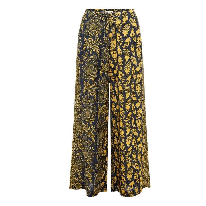 Boteh Pantalon Large Florimonde Patchwork | Bleu foncé