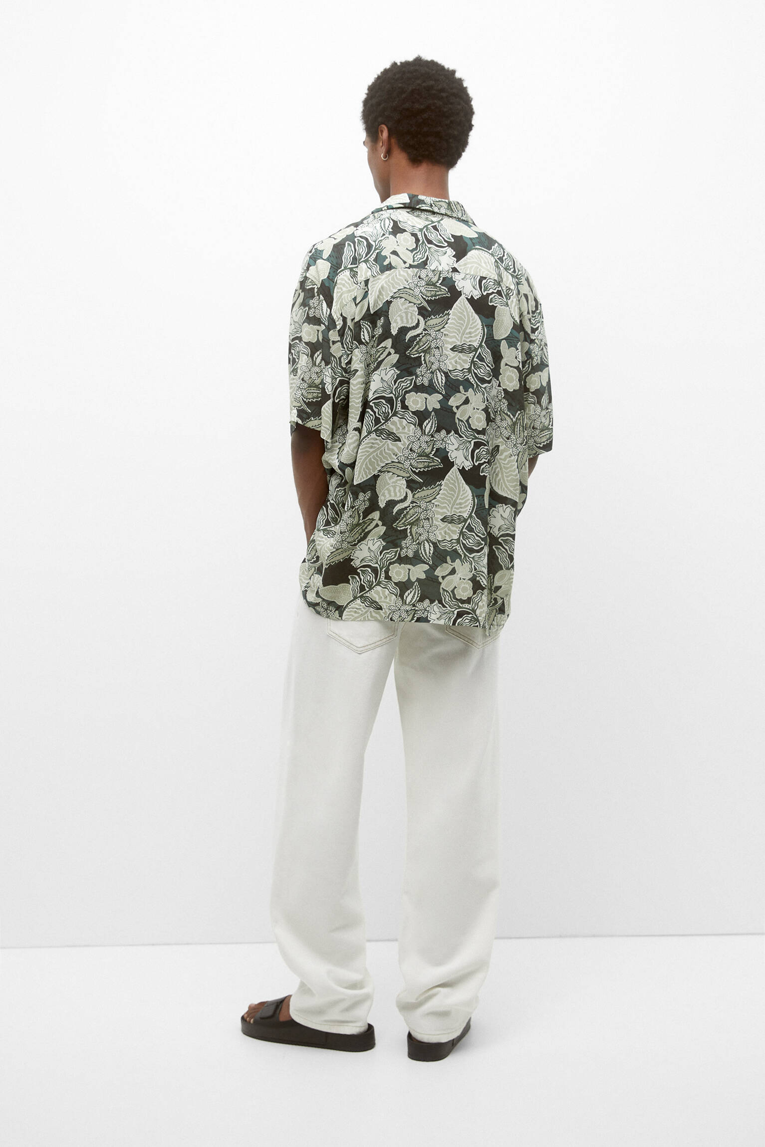 CAMISA FLORAL DE MANGA CURTA - MENTA